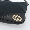 GUCCI GG Canvas Shoulder Bag Black Gold 169947 Auth 190317A-9