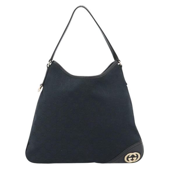 GUCCI GG Canvas Shoulder Bag Black Gold 169947 Auth 190317A