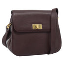 GUCCI Shoulder Bag Leather Bordeaux Gold Auth 190318-1