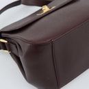 GUCCI Shoulder Bag Leather Bordeaux Gold Auth 190318-14