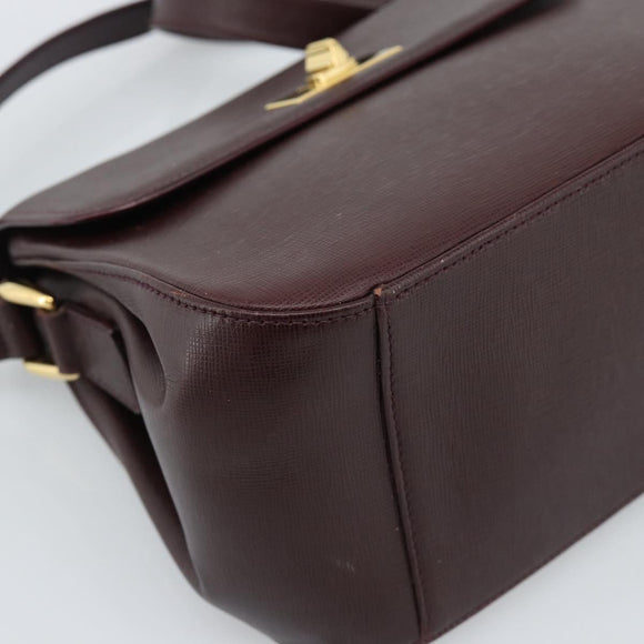 GUCCI Shoulder Bag Leather Bordeaux Gold Auth 190318