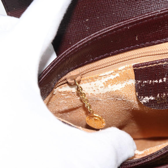 GUCCI Shoulder Bag Leather Bordeaux Gold Auth 190318