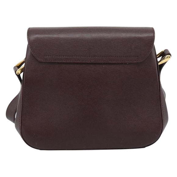 GUCCI Shoulder Bag Leather Bordeaux Gold Auth 190318