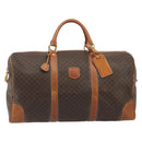 CELINE Macadam Canvas Boston Bag PVC Leather Brown Gold Auth 190319-13