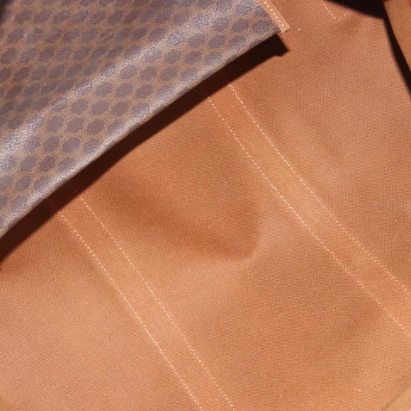 CELINE Macadam Canvas Boston Bag PVC Leather Brown Gold Auth 190319
