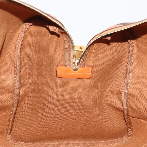 CELINE Macadam Canvas Boston Bag PVC Leather Brown Gold Auth 190319