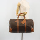 CELINE Macadam Canvas Boston Bag PVC Leather Brown Gold Auth 190319-25