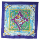 HERMES Carre 90 Scarf ”TROPIQUES” Silk Blue Auth 190320M-1