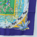 HERMES Carre 90 Scarf ”TROPIQUES” Silk Blue Auth 190320M-10
