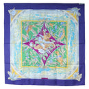 HERMES Carre 90 Scarf ”TROPIQUES” Silk Blue Auth 190320M-12