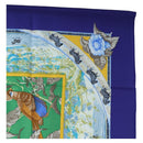 HERMES Carre 90 Scarf ”TROPIQUES” Silk Blue Auth 190320M-4