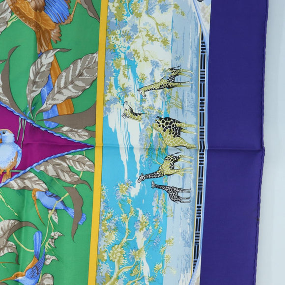 HERMES Carre 90 Scarf ”TROPIQUES” Silk Blue Auth 190320M