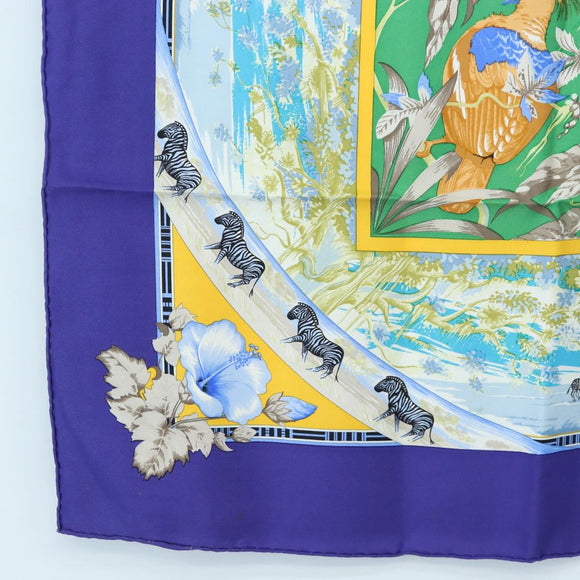 HERMES Carre 90 Scarf ”TROPIQUES” Silk Blue Auth 190320M