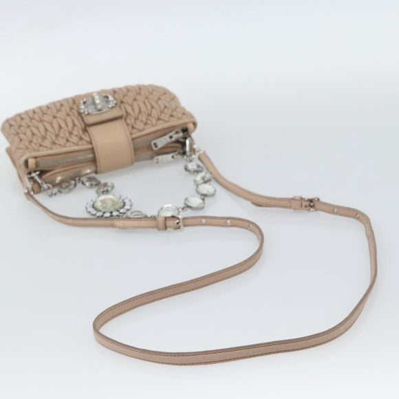 Miu Miu Matelasse Chain Shoulder Bag Leather 2way Pink Silver Auth 190321A