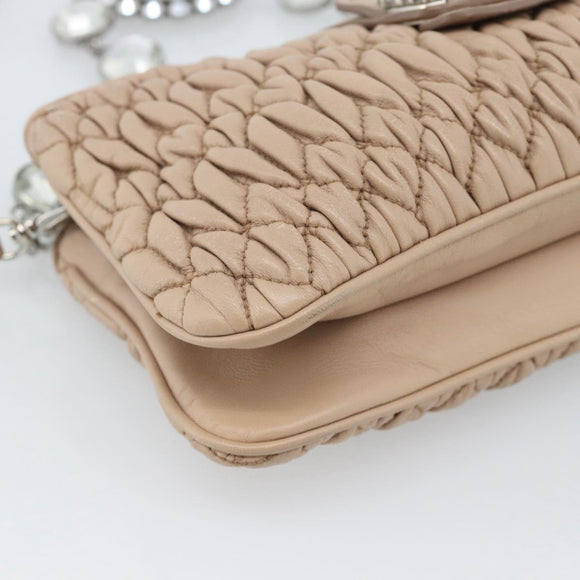 Miu Miu Matelasse Chain Shoulder Bag Leather 2way Pink Silver Auth 190321A