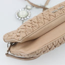 Miu Miu Matelasse Chain Shoulder Bag Leather 2way Pink Silver Auth 190321A-16