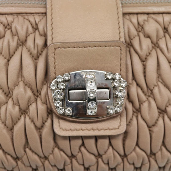 Miu Miu Matelasse Chain Shoulder Bag Leather 2way Pink Silver Auth 190321A