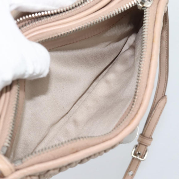 Miu Miu Matelasse Chain Shoulder Bag Leather 2way Pink Silver Auth 190321A