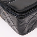 CHANEL Matelasse Chain Shoulder Bag Patent Leather Black Gold CC Auth 190323-15
