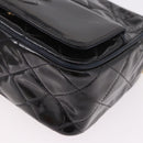 CHANEL Matelasse Chain Shoulder Bag Patent Leather Black Gold CC Auth 190323-16
