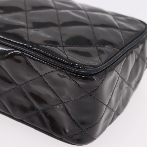 CHANEL Matelasse Chain Shoulder Bag Patent Leather Black Gold CC Auth 190323