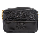 CHANEL Matelasse Chain Shoulder Bag Patent Leather Black Gold CC Auth 190323-13