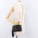 CHANEL Matelasse Chain Shoulder Bag Patent Leather Black Gold CC Auth 190323-25