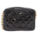 CHANEL Matelasse Chain Shoulder Bag Patent Leather Black Gold CC Auth 190323-2