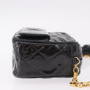 CHANEL Matelasse Chain Shoulder Bag Patent Leather Black Gold CC Auth 190323-3