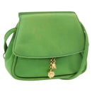 CELINE Shoulder Bag Satin Green Gold Auth 190325-1