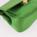 CELINE Shoulder Bag Satin Green Gold Auth 190325-10