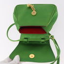 CELINE Shoulder Bag Satin Green Gold Auth 190325-15