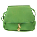 CELINE Shoulder Bag Satin Green Gold Auth 190325-2