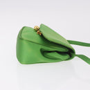 CELINE Shoulder Bag Satin Green Gold Auth 190325-4