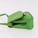 CELINE Shoulder Bag Satin Green Gold Auth 190325-5