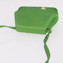 CELINE Shoulder Bag Satin Green Gold Auth 190325-6