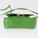 CELINE Shoulder Bag Satin Green Gold Auth 190325-9