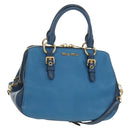 Miu Miu Hand Bag Leather 2way Blue Gold Auth 190326M-1