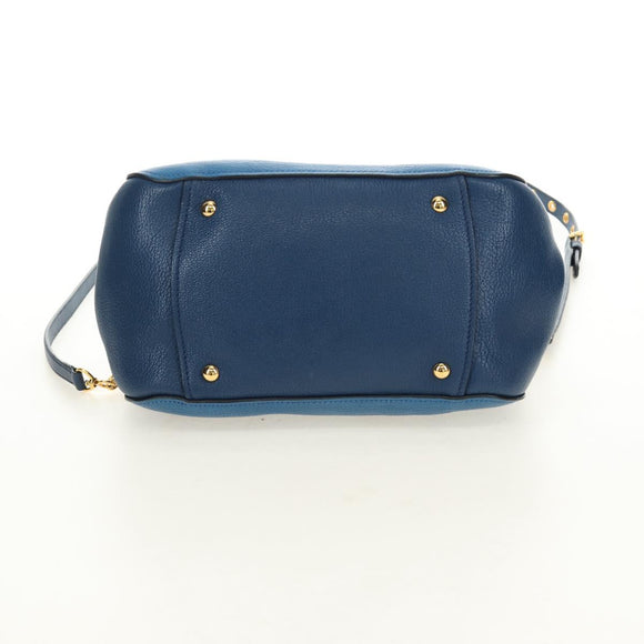 Miu Miu Hand Bag Leather 2way Blue Gold Auth 190326M