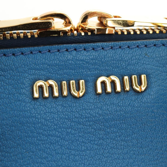 Miu Miu Hand Bag Leather 2way Blue Gold Auth 190326M