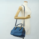 Miu Miu Hand Bag Leather 2way Blue Gold Auth 190326M-28