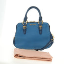 Miu Miu Hand Bag Leather 2way Blue Gold Auth 190326M-12
