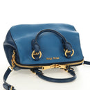 Miu Miu Hand Bag Leather 2way Blue Gold Auth 190326M-6
