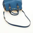 Miu Miu Hand Bag Leather 2way Blue Gold Auth 190326M-8