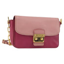 Miu Miu Shoulder Bag Leather Pink Gold Auth 190333A-1