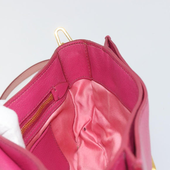 Miu Miu Shoulder Bag Leather Pink Gold Auth 190333A
