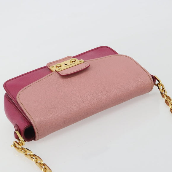 Miu Miu Shoulder Bag Leather Pink Gold Auth 190333A