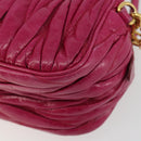 Miu Miu Matelasse Shoulder Bag Leather Pink Gold Auth 190334A-10