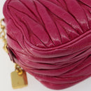 Miu Miu Matelasse Shoulder Bag Leather Pink Gold Auth 190334A-11
