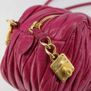 Miu Miu Matelasse Shoulder Bag Leather Pink Gold Auth 190334A-15